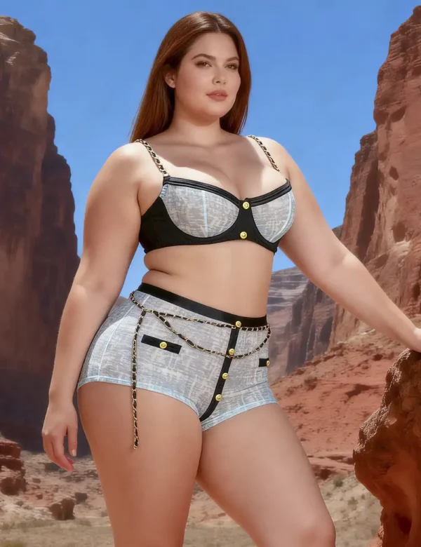 Ensemble lingerie bleu ciel boutons et chaînes dorées (6) Ensemble lingerie bleu ciel boutons et chaînes dorées