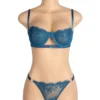 Ensemble lingerie bleu dentelle et décolleté ouvert (3) Ensemble lingerie bleu dentelle et décolleté ouvert