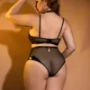 Ensemble lingerie culotte haute cuir et résille (6) Ensemble lingerie cuir culotte haute et résille