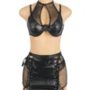 Ensemble lingerie effet cuir résille et lacets (6) Ensemble lingerie effet cuir résille et lacets