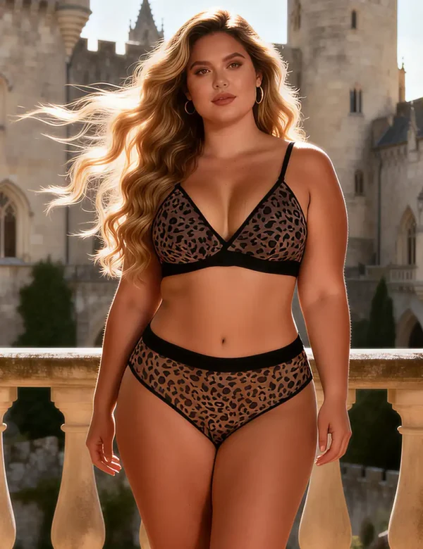 Ensemble lingerie léopard haut triangle et culotte haute (5) Ensemble lingerie léopard triangle et culotte haute