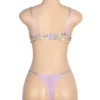 Ensemble lingerie lilas à fleurs brodées (3) Ensemble lingerie lilas à fleurs brodées