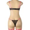 Ensemble lingerie noir et rose fluo à lanières (3) Ensemble lingerie noir et rose fluo à lanières