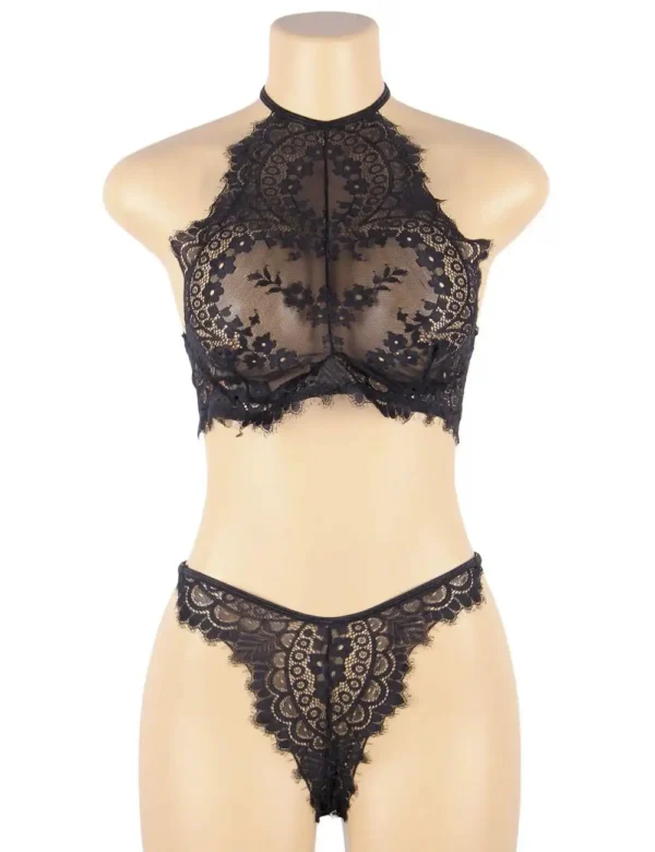 Ensemble lingerie noire dos nu en dentelle (2) Ensemble lingerie noire dos nu en dentelle