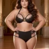 Ensemble lingerie noire grande taille à lanières (2) Ensemble lingerie noire grande taille à lanières