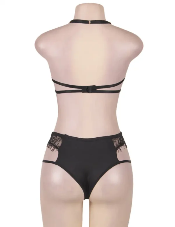 Ensemble lingerie noire grande taille à lanières (3) Ensemble lingerie noire grande taille à lanières