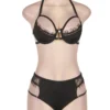 Ensemble lingerie noire grande taille à lanières (4) Ensemble lingerie noire grande taille à lanières