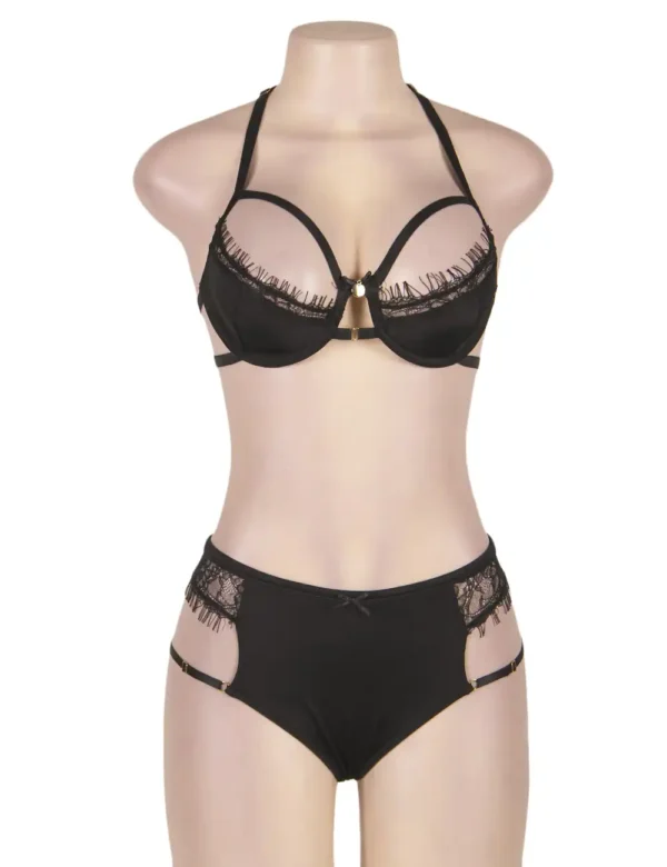 Ensemble lingerie noire grande taille à lanières (4) Ensemble lingerie noire grande taille à lanières