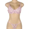 Ensemble lingerie rose fleurs et transparence (3) Ensemble lingerie rose fleurs et transparence
