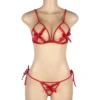 Ensemble lingerie rouge à nœuds (3) Ensemble lingerie rouge à nœuds