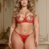 Ensemble lingerie rouge bijou cœur et chaînes (1) Ensemble lingerie rouge bijou cœur et chaînes