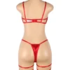 Ensemble lingerie rouge cadeau sexy (2) Ensemble lingerie rouge cadeau sexy