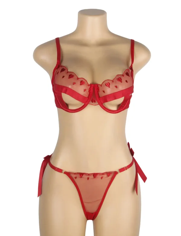 Ensemble lingerie rouge cœurs et transparence (2) Ensemble lingerie rouge cœurs et transparence