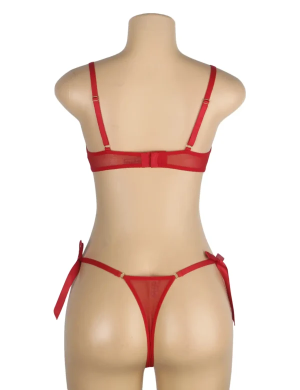 Ensemble lingerie rouge cœurs et transparence (3) Ensemble lingerie rouge cœurs et transparence