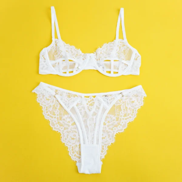 Ensemble lingerie sexy blanc en dentelle (4) Ensemble lingerie sexy blanc en dentelle