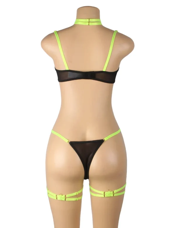 Ensemble lingerie sexy noir et jaune fluo (4) Ensemble lingerie sexy noir et jaune fluo