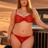 Ensemble lingerie sexy rouge en dentelle (1) Ensemble lingerie sexy rouge en dentelle