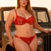 Ensemble lingerie sexy rouge en dentelle (6) Ensemble lingerie sexy rouge en dentelle