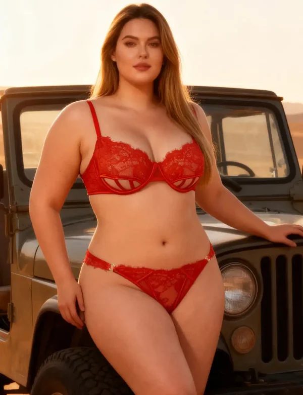Ensemble lingerie sexy rouge en dentelle (6) Ensemble lingerie sexy rouge en dentelle