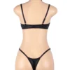 Ensemble lingerie velours noir à lanières (6) Ensemble lingerie velours noir à lanières