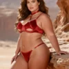 Ensemble lingerie velours rouge à lanières (3) Ensemble lingerie velours rouge à lanières