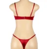 Ensemble lingerie velours rouge à lanières (5) Ensemble lingerie velours rouge à lanières