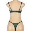 Ensemble lingerie velours vert à lanières (3) Ensemble lingerie velours vert à lanières