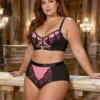 Ensemble noir et rose culotte haute et harnais (1) Ensemble noir et rose culotte haute et harnais