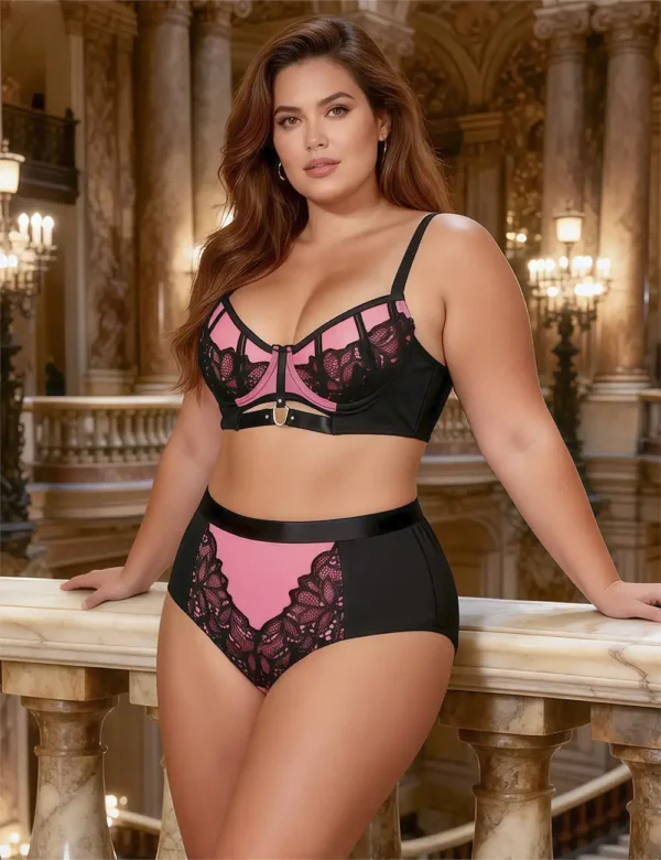 Ensemble noir et rose culotte haute et harnais (1) Ensemble noir et rose culotte haute et harnais