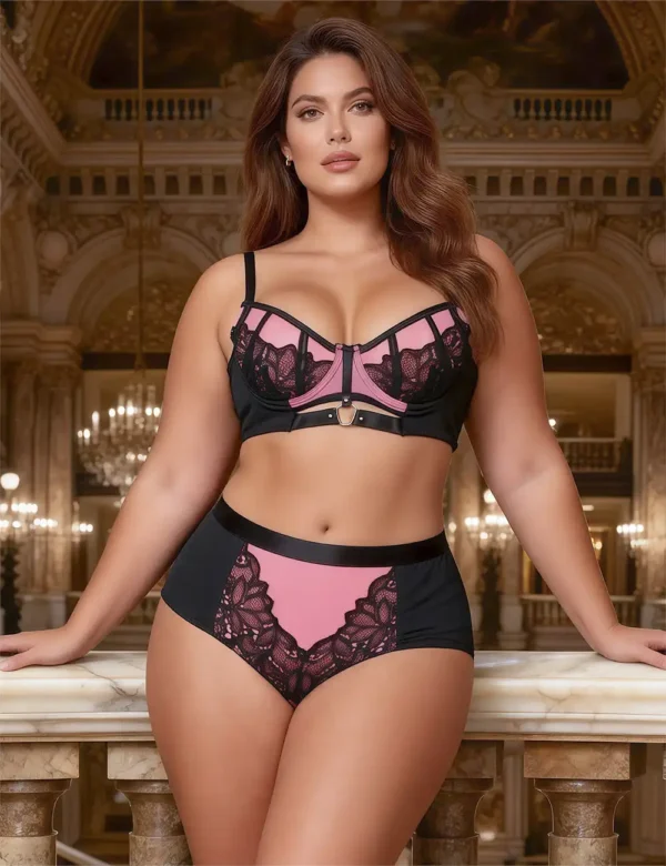 Ensemble noir et rose culotte haute et harnais (7) Ensemble noir et rose culotte haute et harnais