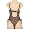 Guêpière noire effet cuir résille et lacets (4) Guêpière noire effet cuir résille et lacets