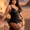 Guêpière noire effet cuir zippée (4) Guêpière noire effet cuir zippée