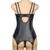 Guêpière noire effet cuir zippée (6) Guêpière noire effet cuir zippée