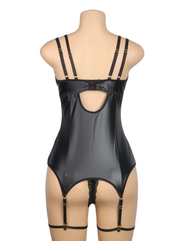 Guêpière noire effet cuir zippée (6) Guêpière noire effet cuir zippée