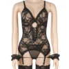 Guepière noire sexy en dentelle avec menottes (4) Guêpière noire sexy en dentelle avec menottes