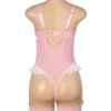 Guêpière rose et blanche en dentelle avec jarretières (5) Guêpière rose et blanche en dentelle avec jarretières