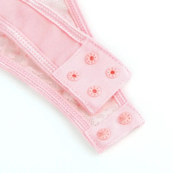 Guêpière rose et blanche en dentelle avec jarretières (6) Guêpière rose et blanche en dentelle avec jarretières