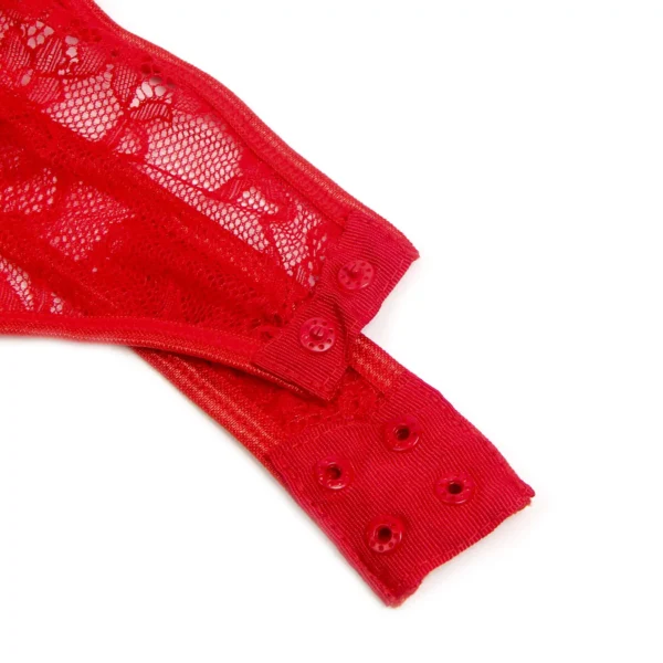 Guêpière rouge en dentelle avec attaches en satin (12) Guêpière rouge en dentelle avec attaches en satin