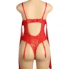 Guêpière rouge en dentelle avec attaches en satin (8) Guêpière rouge en dentelle avec attaches en satin