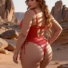 Guêpière rouge sexy cuir et résille (2) Guêpière rouge sexy cuir et résille