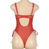 Guêpière rouge sexy cuir et résille (4) Guêpière rouge sexy cuir et résille
