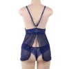 Nuisette bleu nuit dos fendu et voile transparent. (3) Nuisette bleu nuit dos fendu et voile transparent