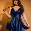 Nuisette bleue évasée effet cuir mat (2) Nuisette bleue évasée effet cuir mat