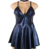 Nuisette bleue évasée effet cuir mat (5) Nuisette bleue évasée effet cuir mat