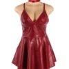 Nuisette bordeaux évasée effet cuir mat (1) Nuisette bordeaux évasée effet cuir mat