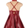 Nuisette bordeaux évasée effet cuir mat (2) Nuisette bordeaux évasée effet cuir mat