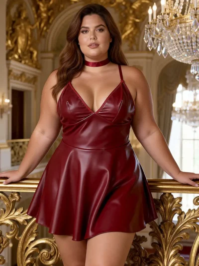 Nuisette bordeaux évasée effet cuir mat (5) Nuisette bordeaux évasée effet cuir mat