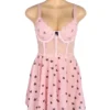 Nuisette bustier rose à cœurs noirs (3) Nuisette bustier rose à cœurs noirs