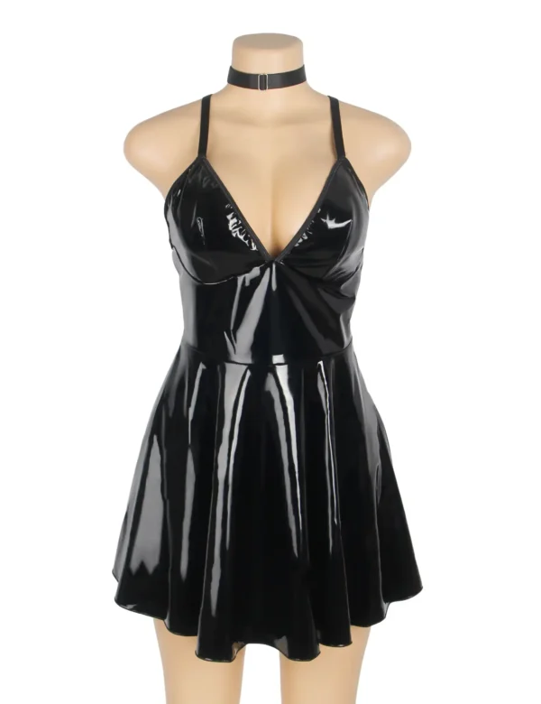 Nuisette effet cuir brillant noir (5) Nuisette effet cuir brillant noir