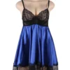 Nuisette en satin bleu et dentelle noire (3) Nuisette en satin bleu et dentelle noire